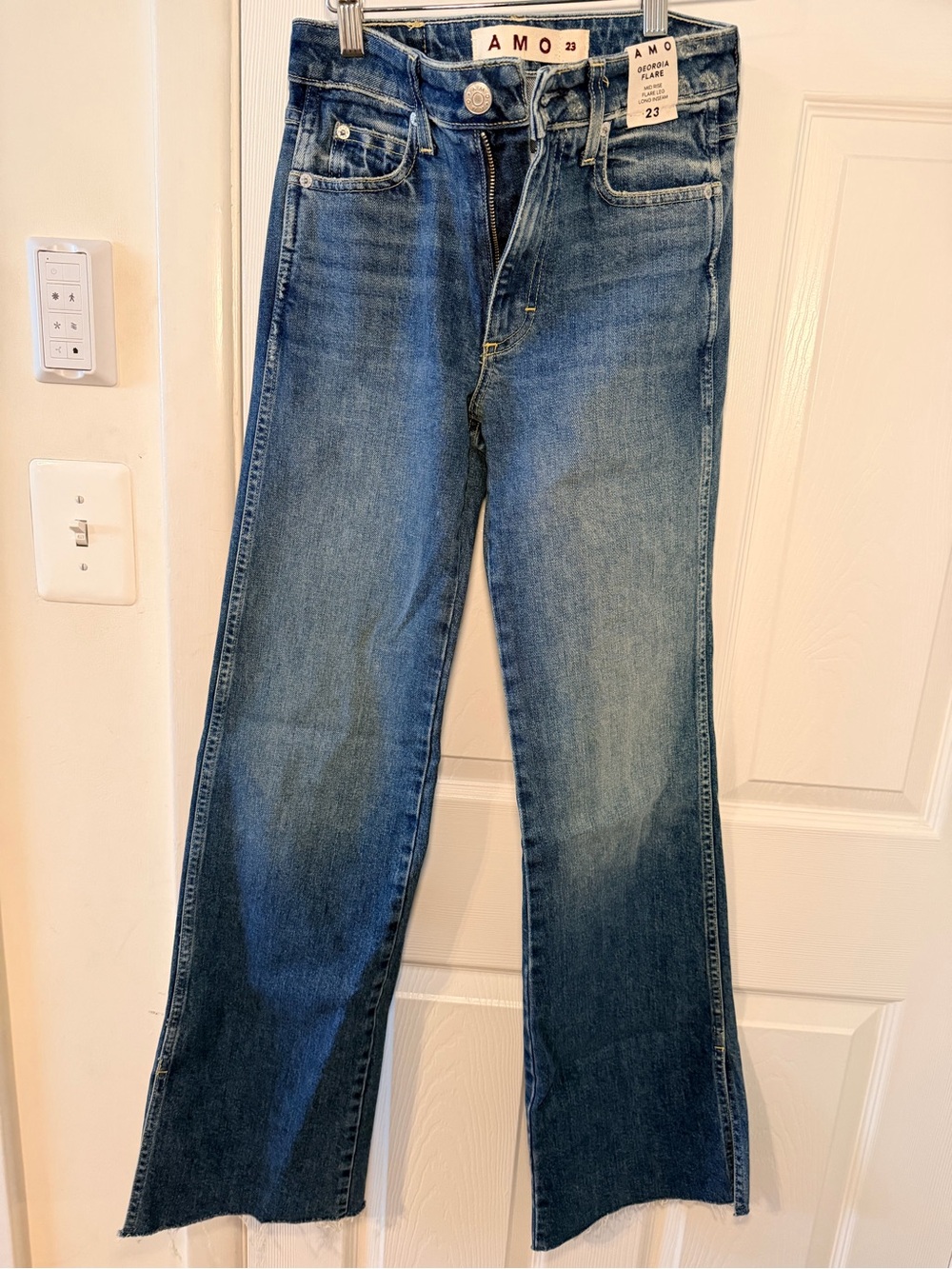 NWT AMO Blue High-Rise Straight Jeans